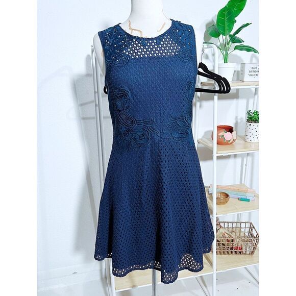 Maurices Navy Blue Eyelet Mini Dress - Picture 1 of 6